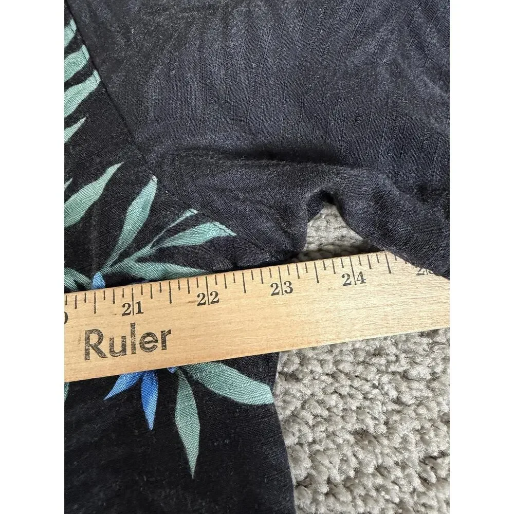 Havana Jack's Cafe Shirt Mens M Black Short Sleeve Button Up Rayon Floral